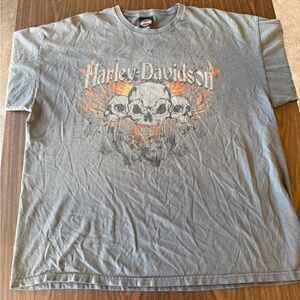 Harley-Davidson Skull Graphic Tee in Gray and Orange